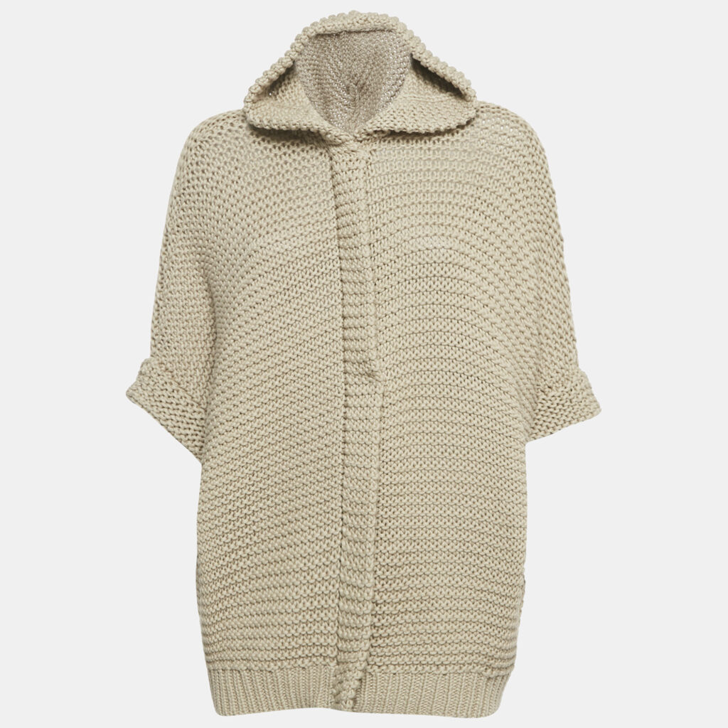 Brunello Cucinelli Beige Chunky Knit Zip-Up Cardigan S