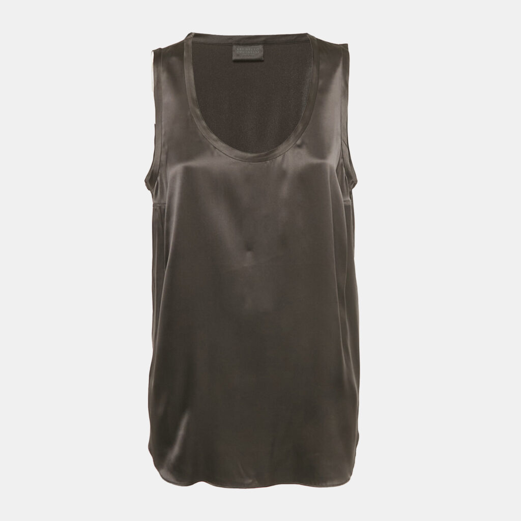 Brunello Cucinelli Black Silk Satin Tank Top XXXL Brunello Cucinelli Black Silk Satin Tank Top XXXL
