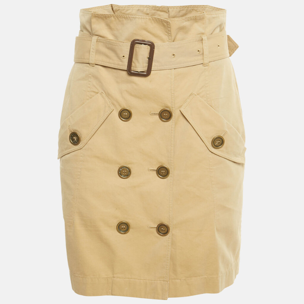 Burberry Brit Beige Cotton Belted Mini Skirt S