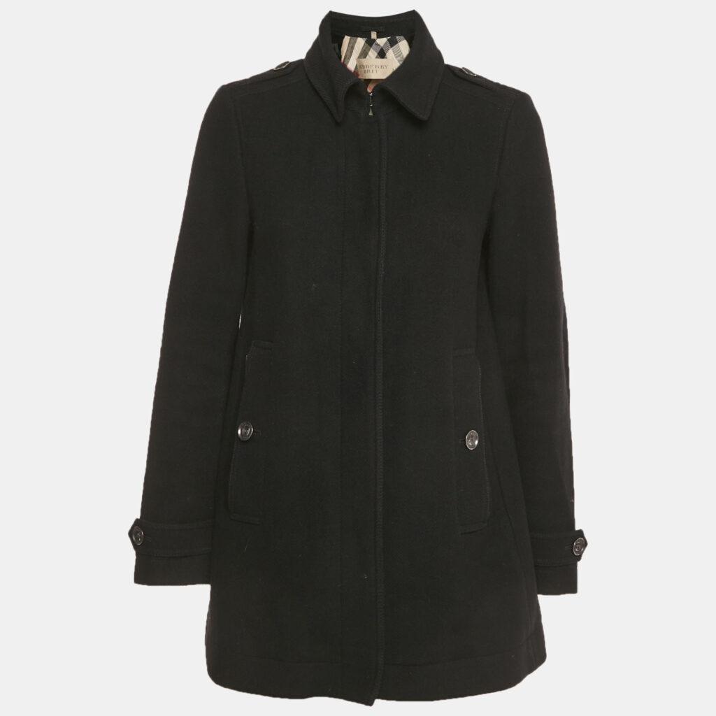 Burberry Brit Black Wool Blend Short Coat S Burberry Brit Black Wool Blend Short Coat S