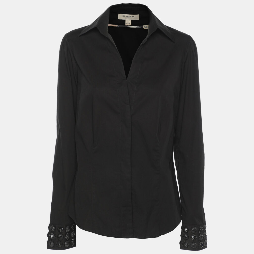 Burberry London Black Cotton Long Sleeve Shirt S Burberry London Black Cotton Long Sleeve Shirt S