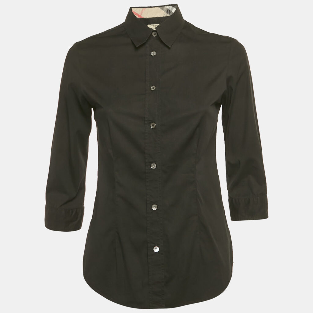 Burberry London Black Checker Print Cotton T-Shirt XS