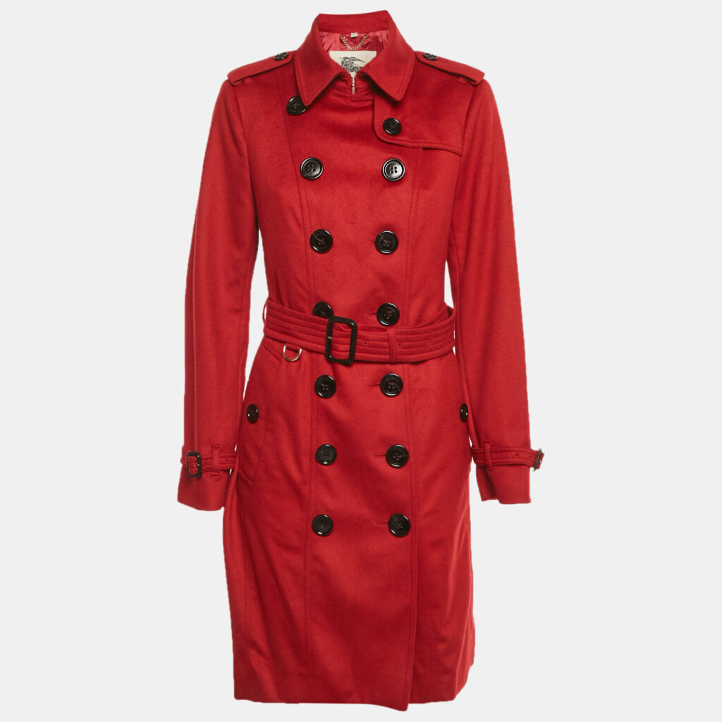 Burberry Red Cashmere Trench Coat M Burberry Red Cashmere Trench Coat M