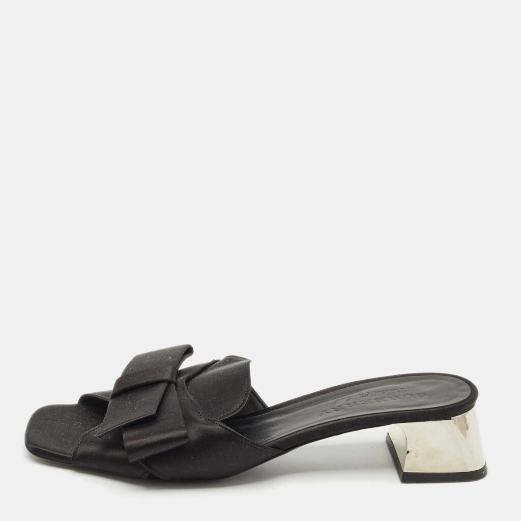 Burberry London Black Satin Bow Slide Sandals Size 41