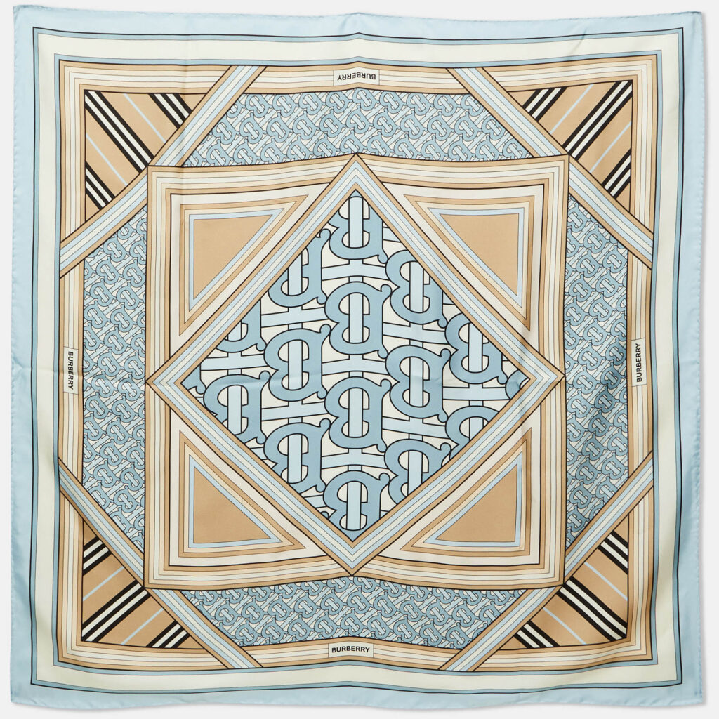Burberry Pale Blue Montage Print Silk Square Scarf Burberry Pale Blue Montage Print Silk Square Scarf