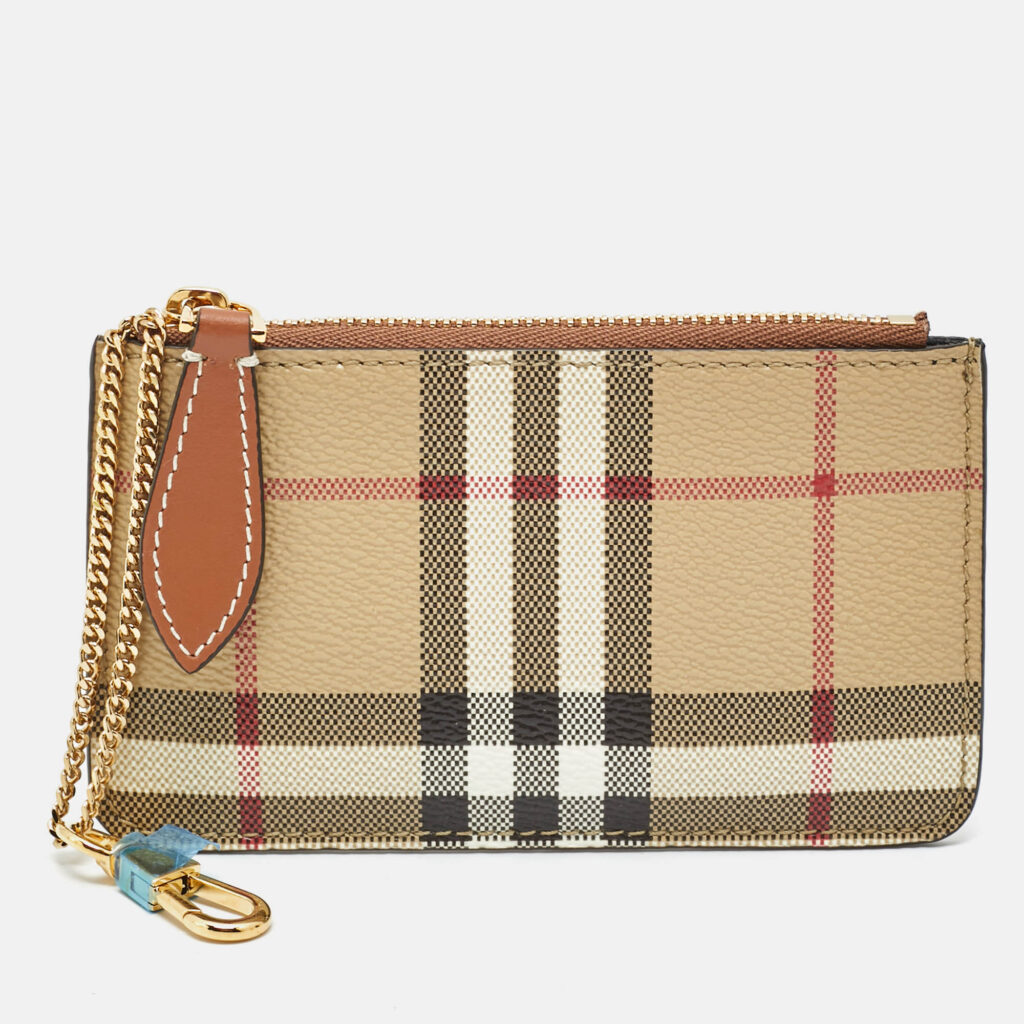 Burberry Beige Vintage Check Coated Canvas Kelbrook Coin Purse Burberry Beige Vintage Check Coated Canvas Kelbrook Coin Purse