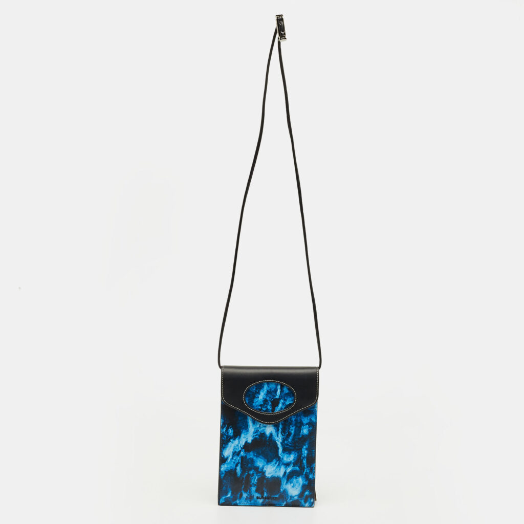 Burberry Blue/Black Water Camo Print Leather Pocket Phone Pouch Crossbody Bag Burberry Blue/Black Water Camo Print Leather Pocket Phone Pouch Crossbody Bag