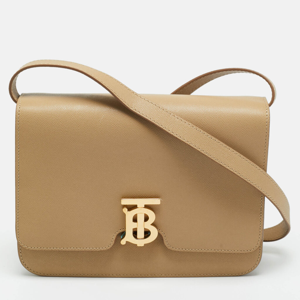 Burberry Beige Grain Leather Medium TB Shoulder Bag Burberry Beige Grain Leather Medium TB Shoulder Bag