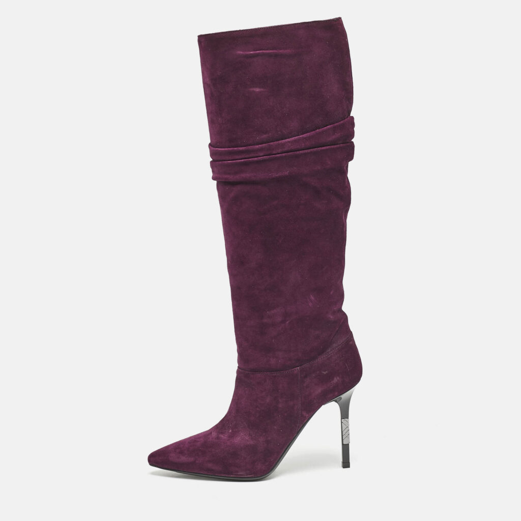 Burberry Burgundy Suede Knee Length Boots Size 36 Burberry Burgundy Suede Knee Length Boots Size 36