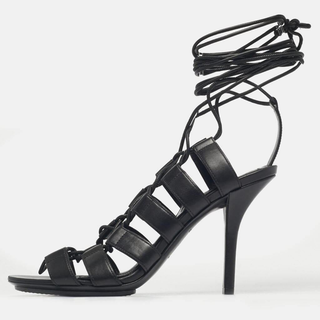 Burberry Black Leather Gladiator Stiletto Heel Sandals Size 37.5