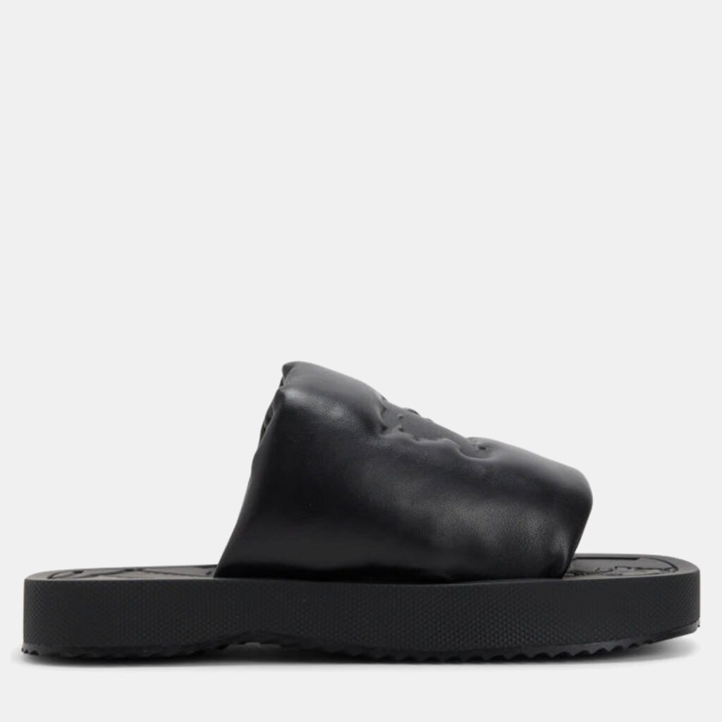 Burberry A Lf Knight Slab Black Leather Slider EU 36