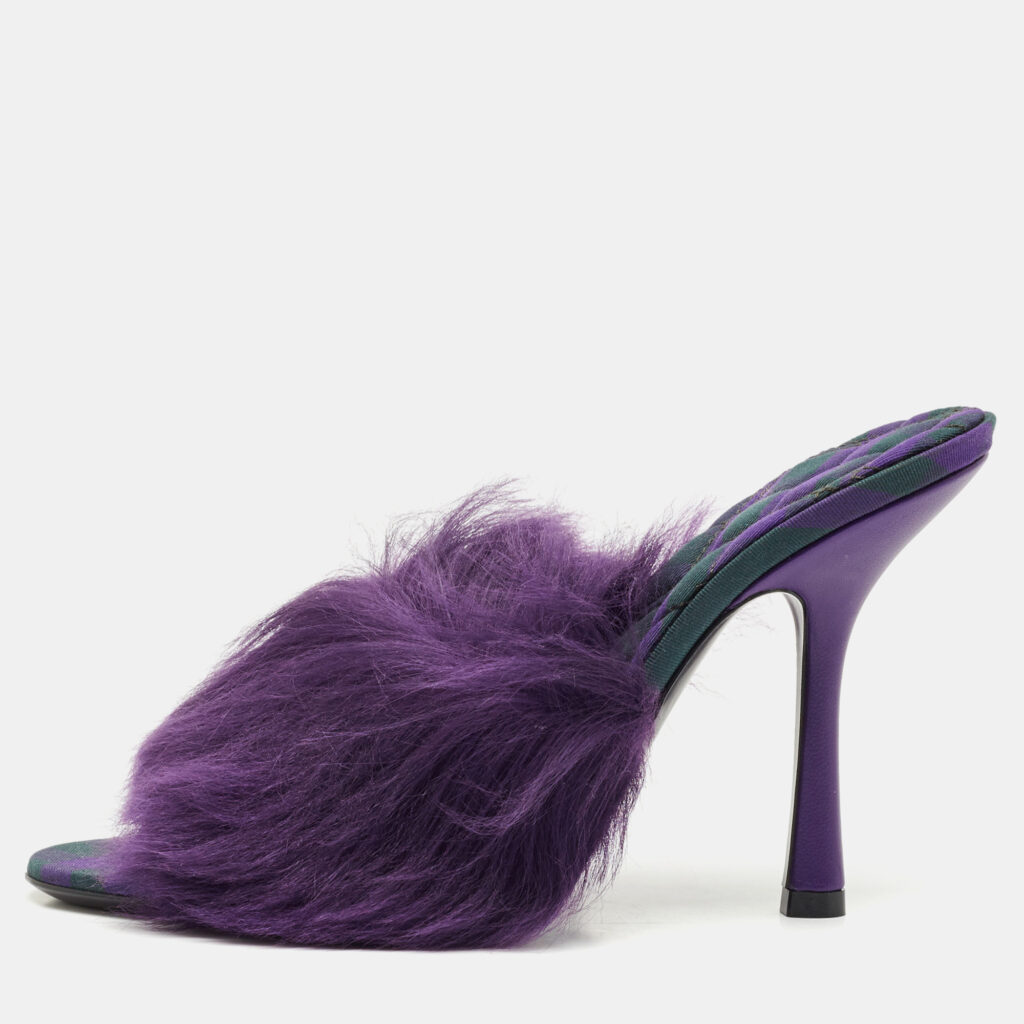 Burberry Prorsum Purple Shearling Fur Slide Sandals Size 36