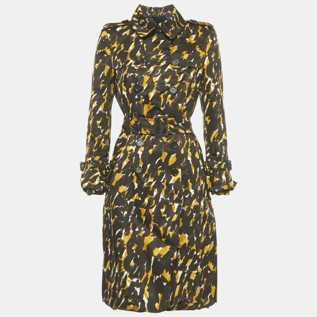 Burberry Prorsum Brown Printed Cotton Blend Trench Coat M Burberry Prorsum Brown Printed Cotton Blend Trench Coat M