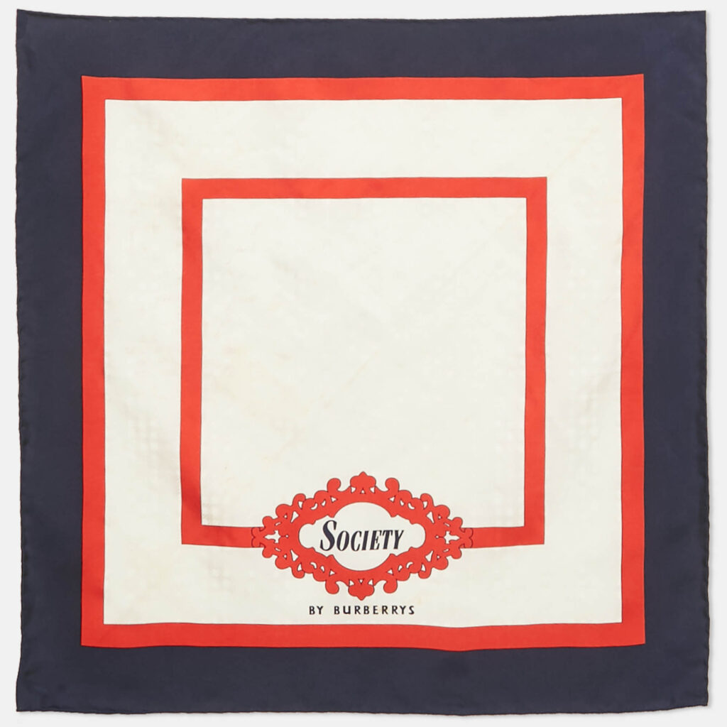 Burberry White/Blue Silk Archive Society Print Square Scarf Burberry White/Blue Silk Archive Society Print Square Scarf