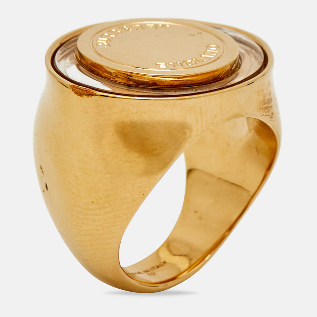 Burberry Resin Gold Tone Ring Size 52 Burberry Resin Gold Tone Ring Size 52