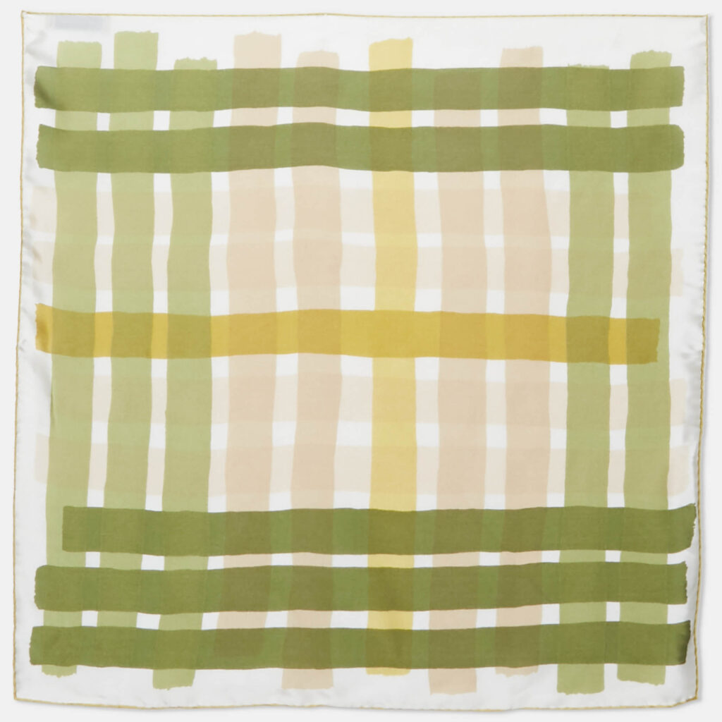 Burberry Green Check Print Silk Square Scarf Burberry Green Check Print Silk Square Scarf