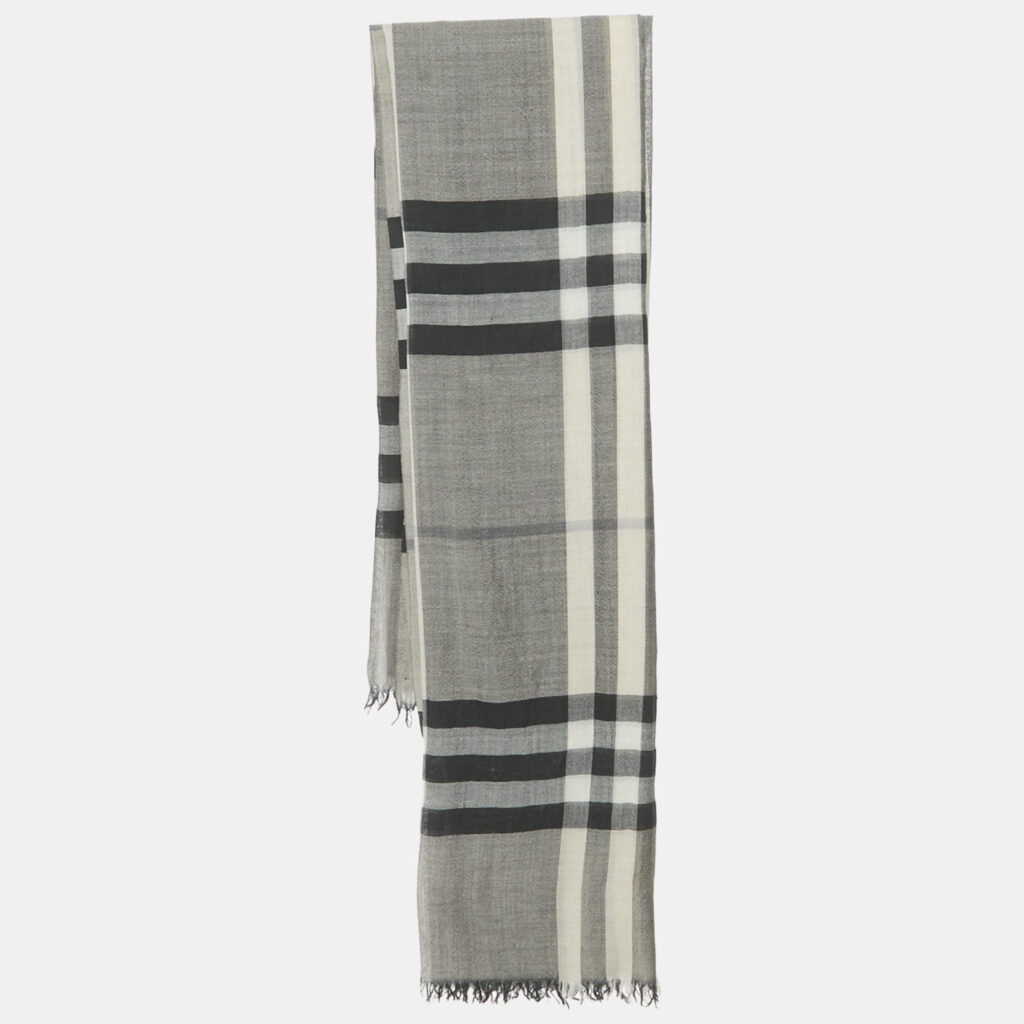 Burberry Monochrome Checked Silk Blend Stole Burberry Monochrome Checked Silk Blend Stole