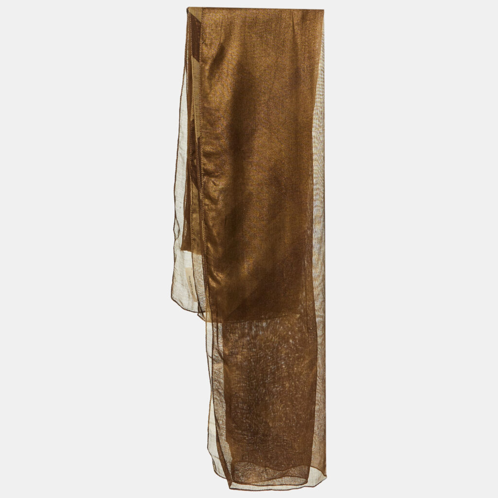 Burberry Brown Giant Check Metallic Silk Stole Burberry Brown Giant Check Metallic Silk Stole