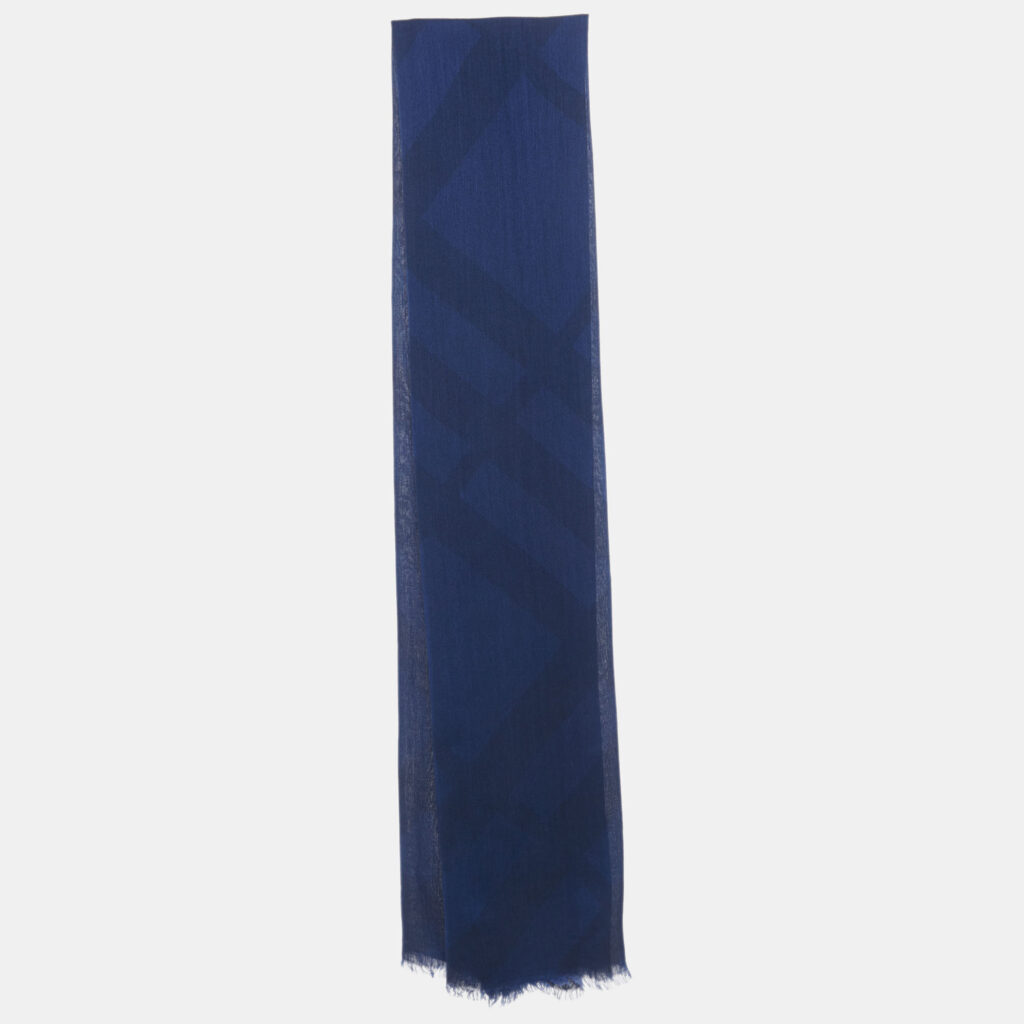 Burberry Blue Checks Silk Scarf Burberry Blue Checks Silk Scarf