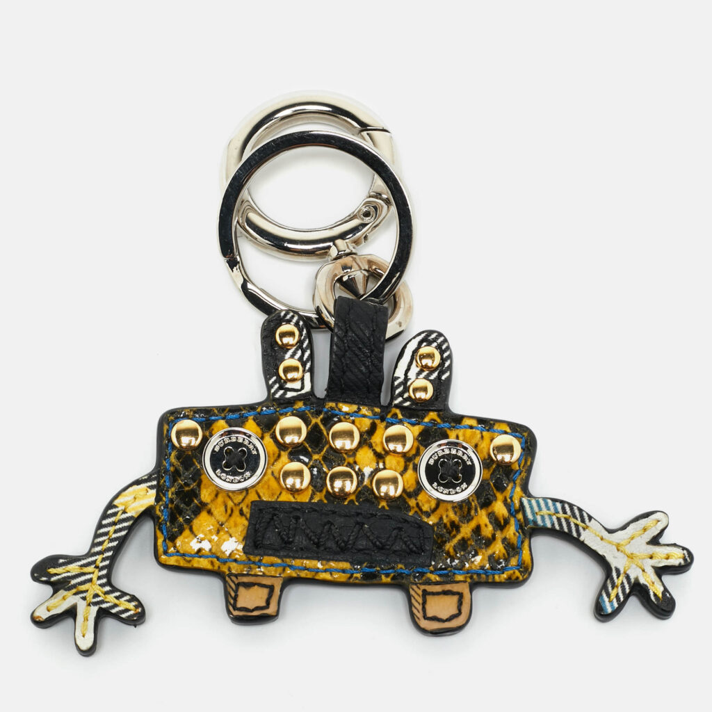 luxury-women-burberry-used-accessories-p1219796-003.jpg Burberry Yellow Snakeskin Embossed Studded Monster Bag Charm