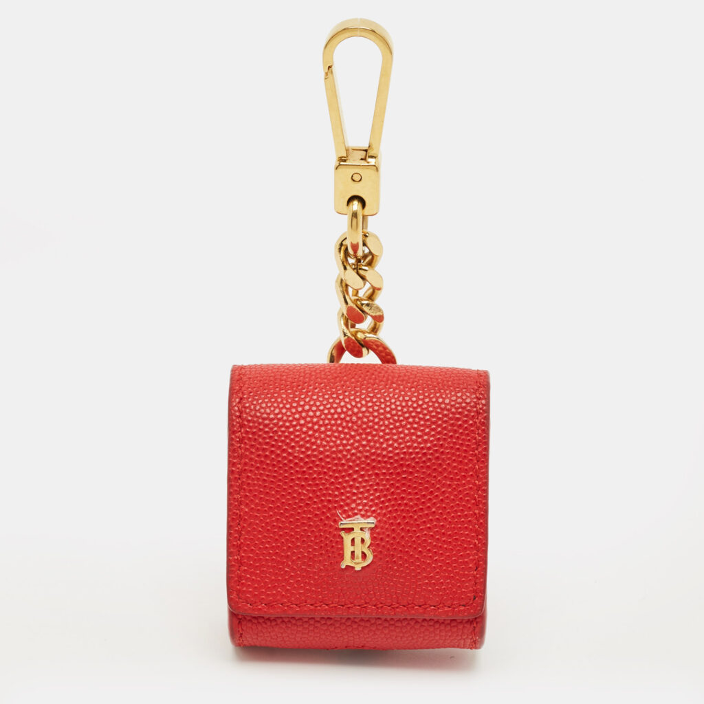 Burberry Red Leather TB Logo Airpod Case Burberry Red Leather TB Logo Airpod Case
