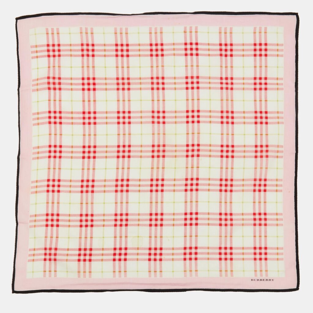 Burberry Pink Checked Cotton Neck/Hand Kerchief Burberry Pink Checked Cotton Neck/Hand Kerchief