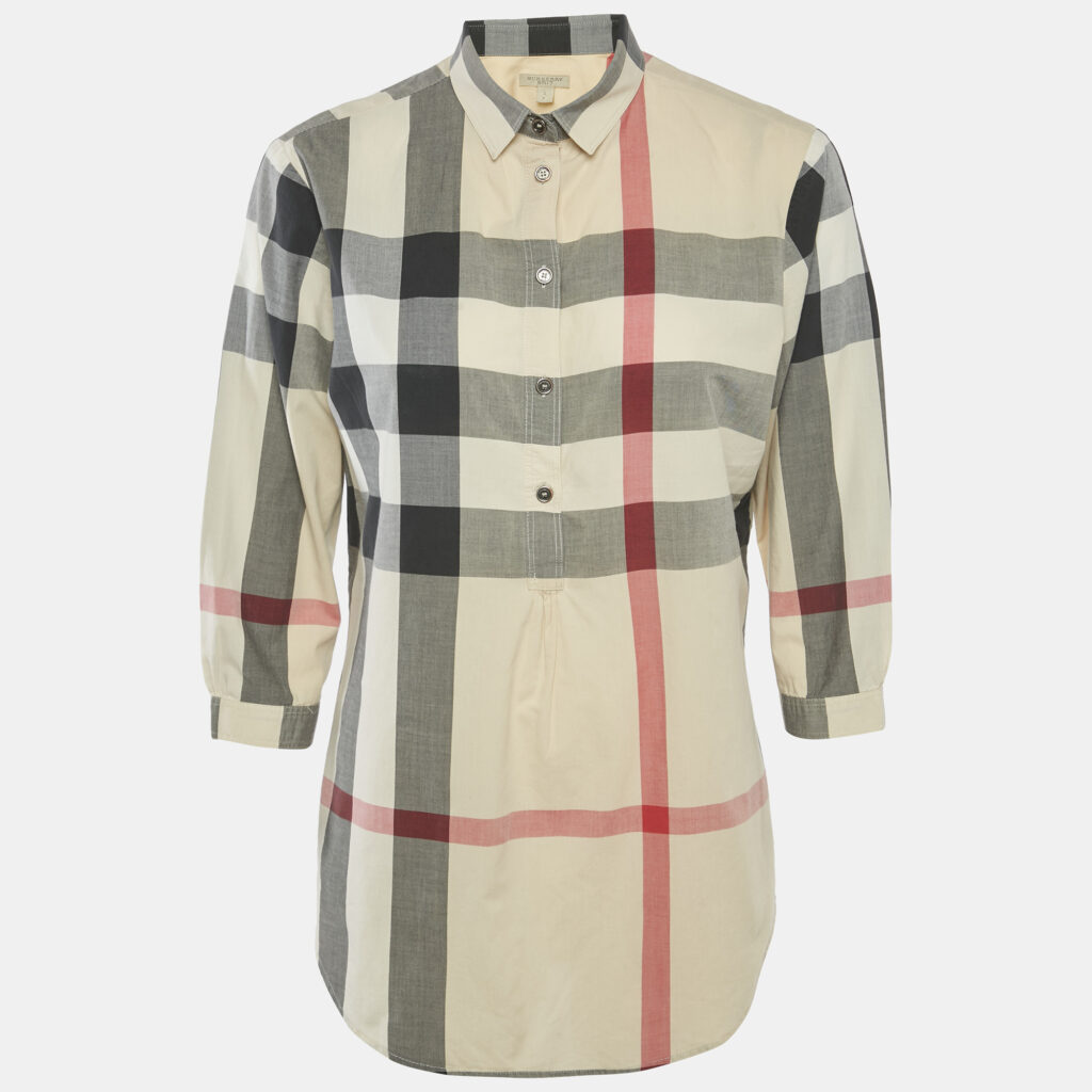 Burberry Brit Beige Checks Cotton Tunic S
