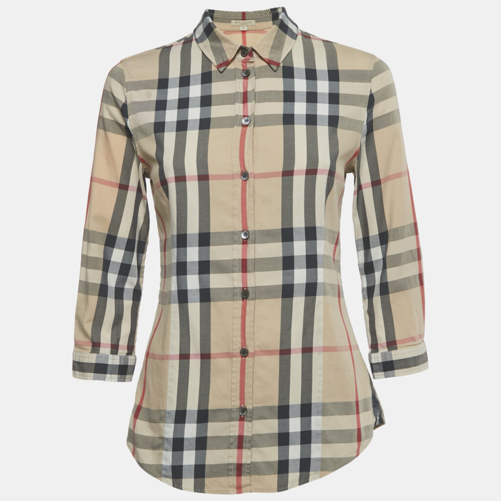 Burberry Beige Checks Cotton Shirt S Burberry Beige Checks Cotton Shirt S