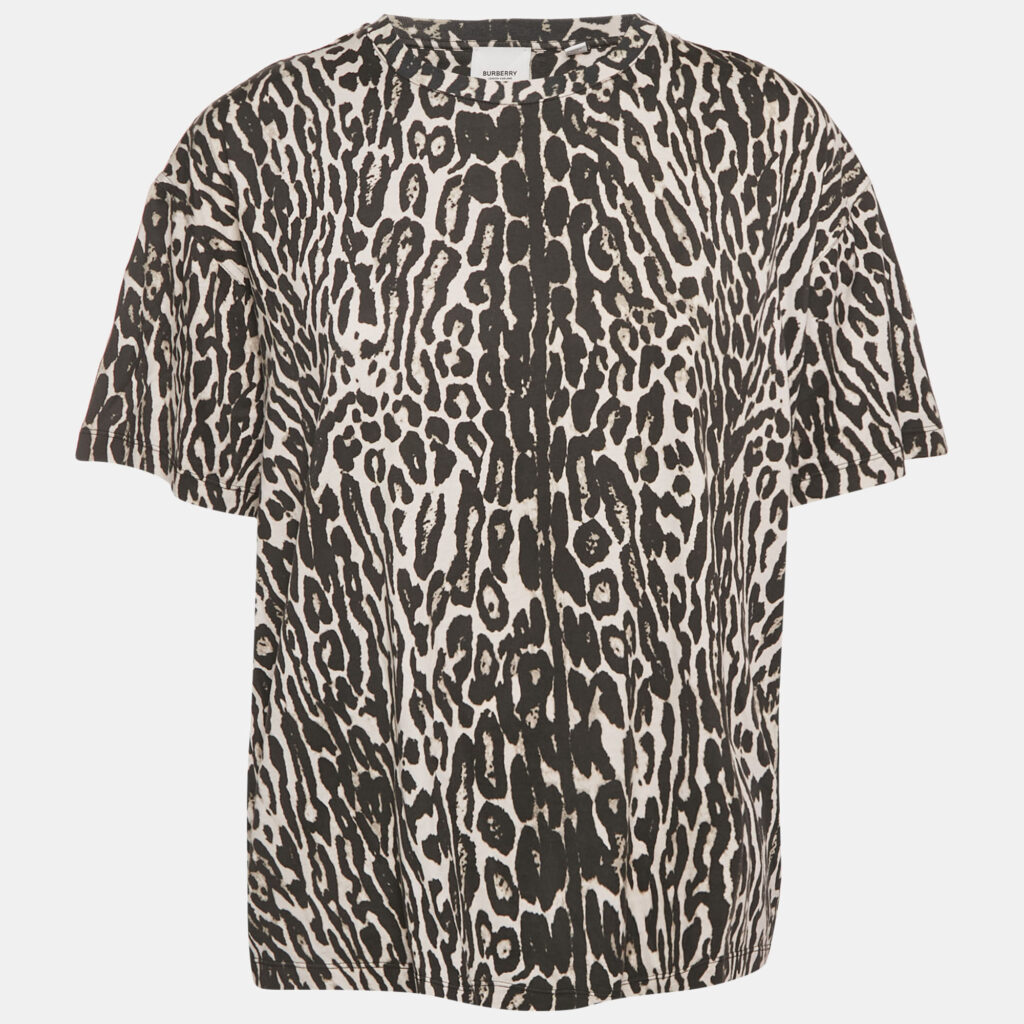 Burberry Monochrome Leopard Print Jersey T-Shirt S Burberry Monochrome Leopard Print Jersey T-Shirt S