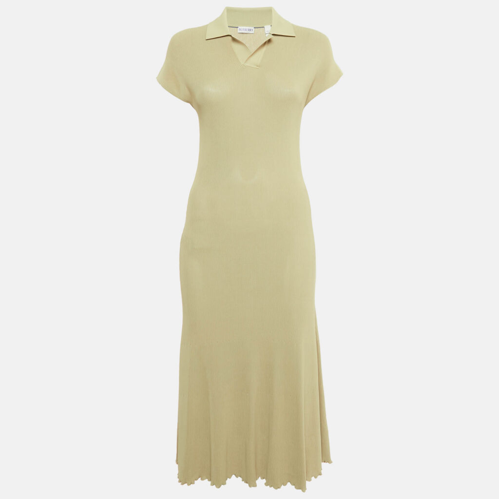 Burberry Sage Green Stretch Knit Midi Dress S