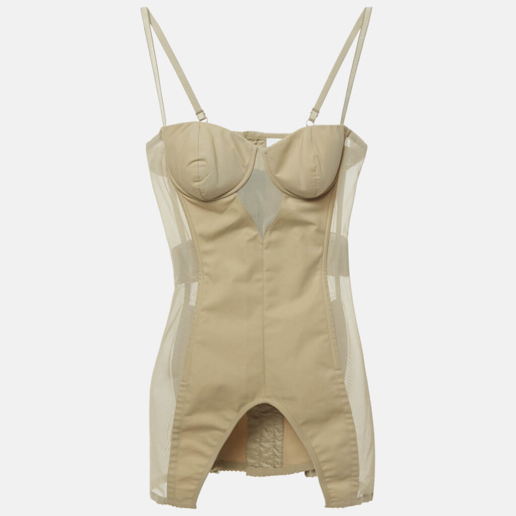 Burberry Beige Cotton and Mesh Panaled Top S Burberry Beige Cotton and Mesh Panaled Top S