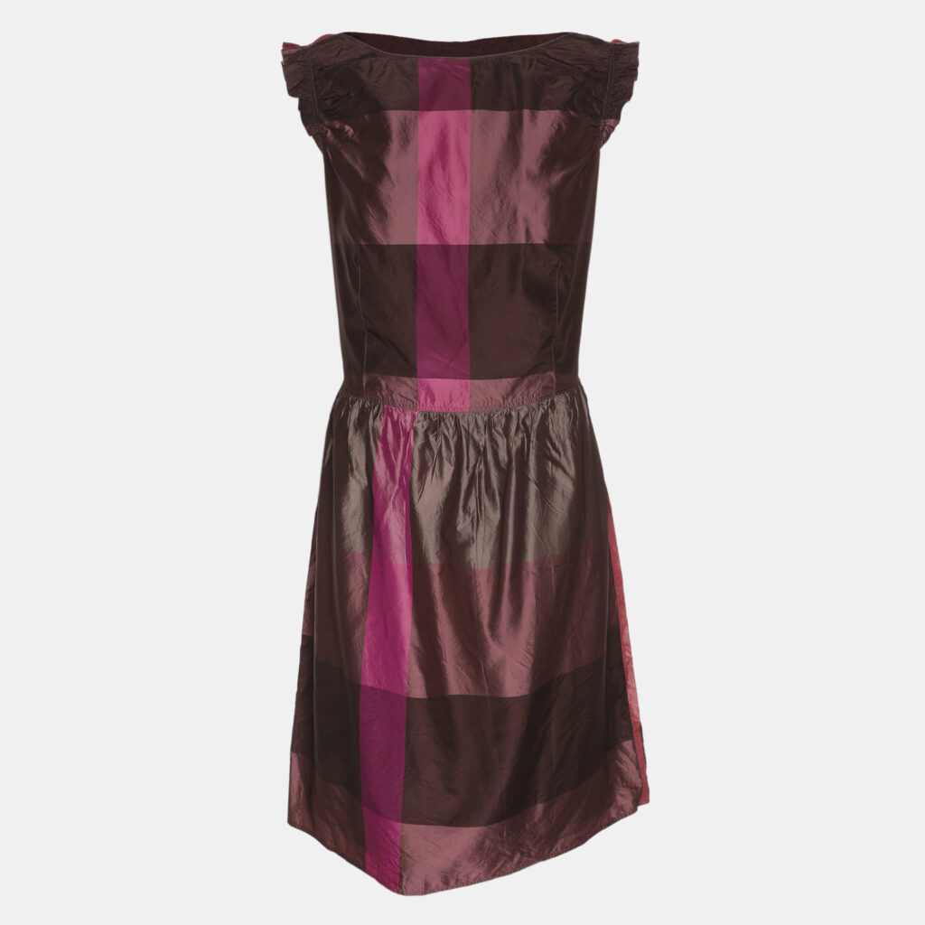 Burberry Multicolor Satin Sleeveless Midi Dress M Burberry Multicolor Satin Sleeveless Midi Dress M