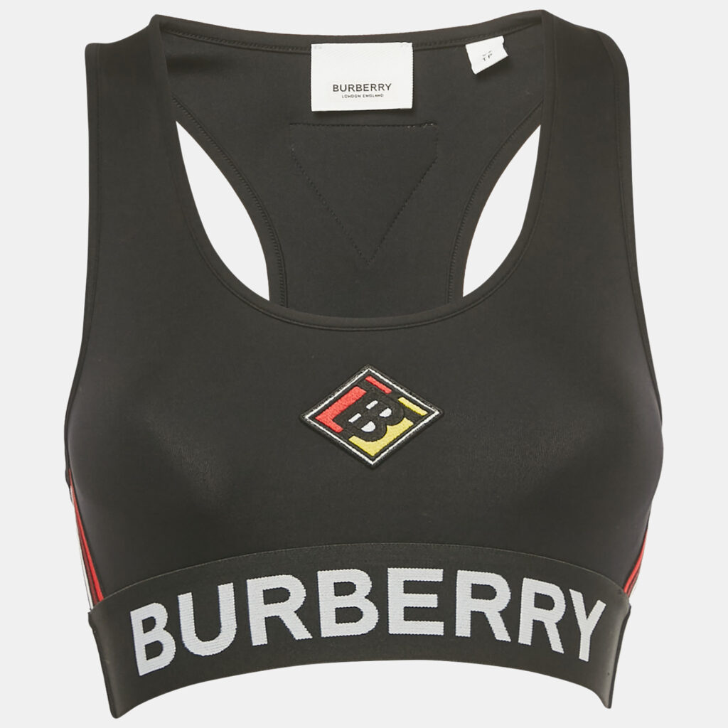 Burberry Black Logo Patch Jersey Sports Bra XS Burberry Black Logo Patch Jersey Sports Bra XS