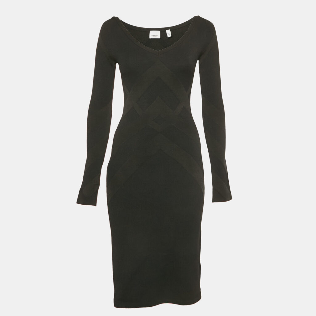 Burberry Black Stretch Knit Flared Mini Dress XS Burberry Black Stretch Knit Flared Mini Dress XS
