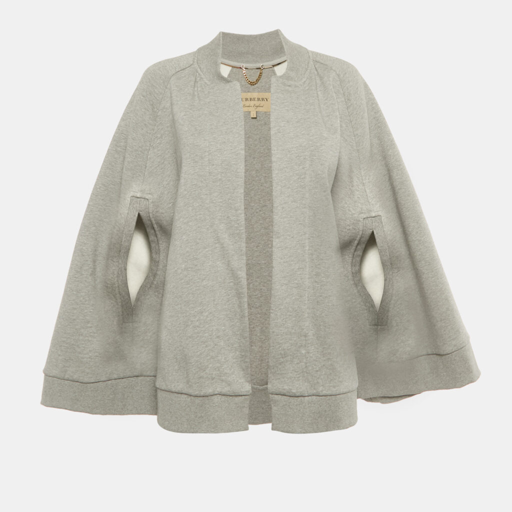 Burberry Grey Cotton Fish Applique Cape Jacket S Burberry Grey Cotton Fish Applique Cape Jacket S