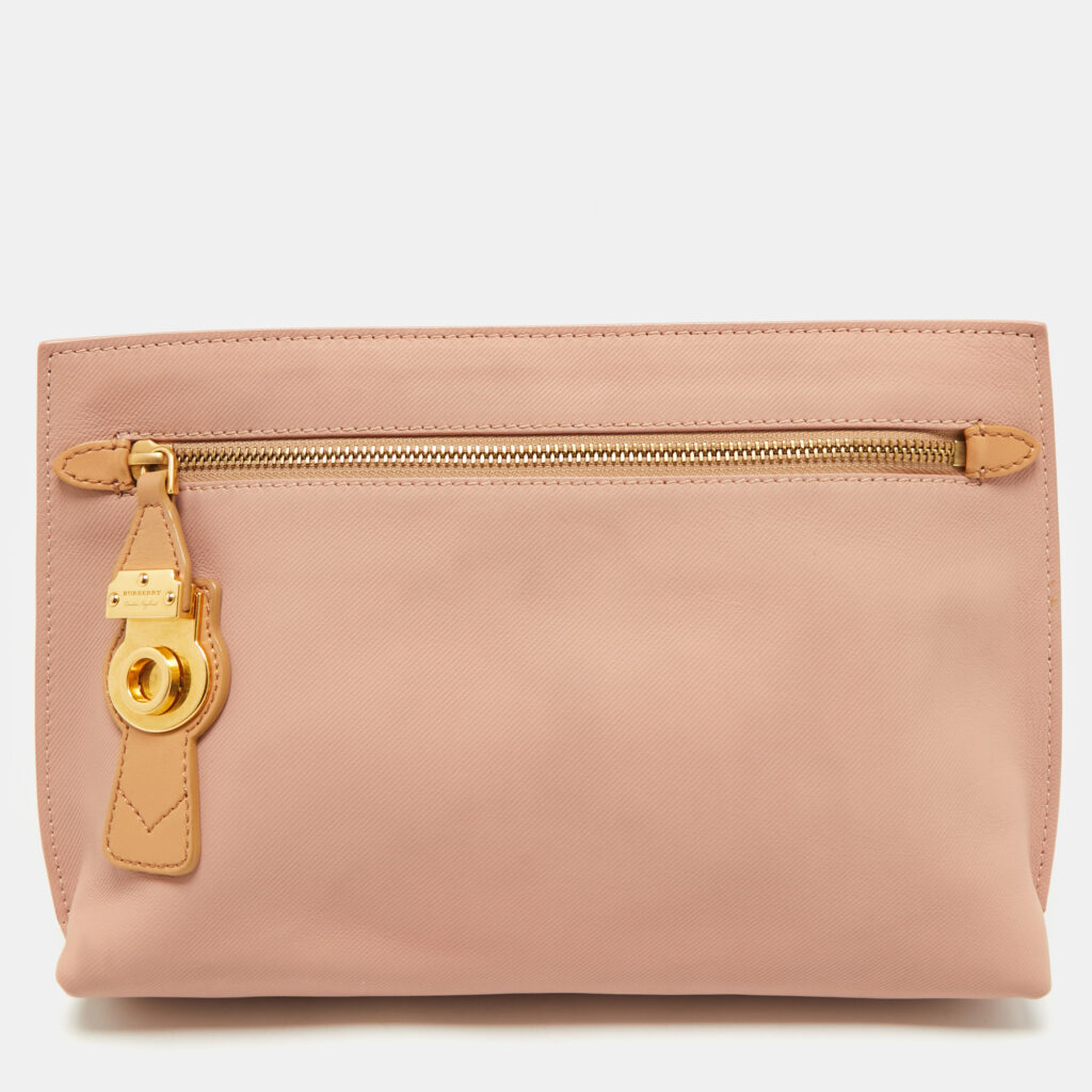 Burberry Pink Leather Pendleton Clutch Burberry Pink Leather Pendleton Clutch