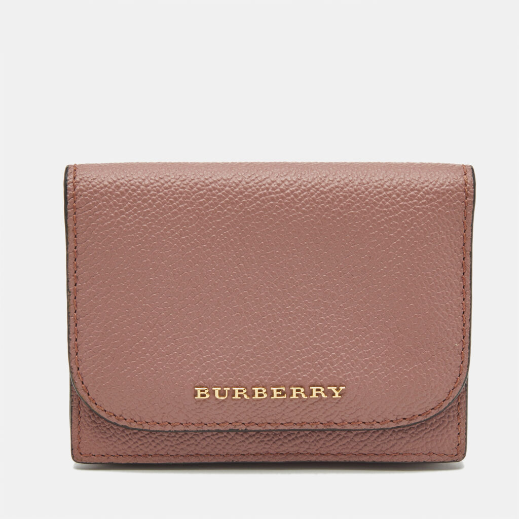 Burberry Pink Leather Compact Wallet Burberry Pink Leather Compact Wallet