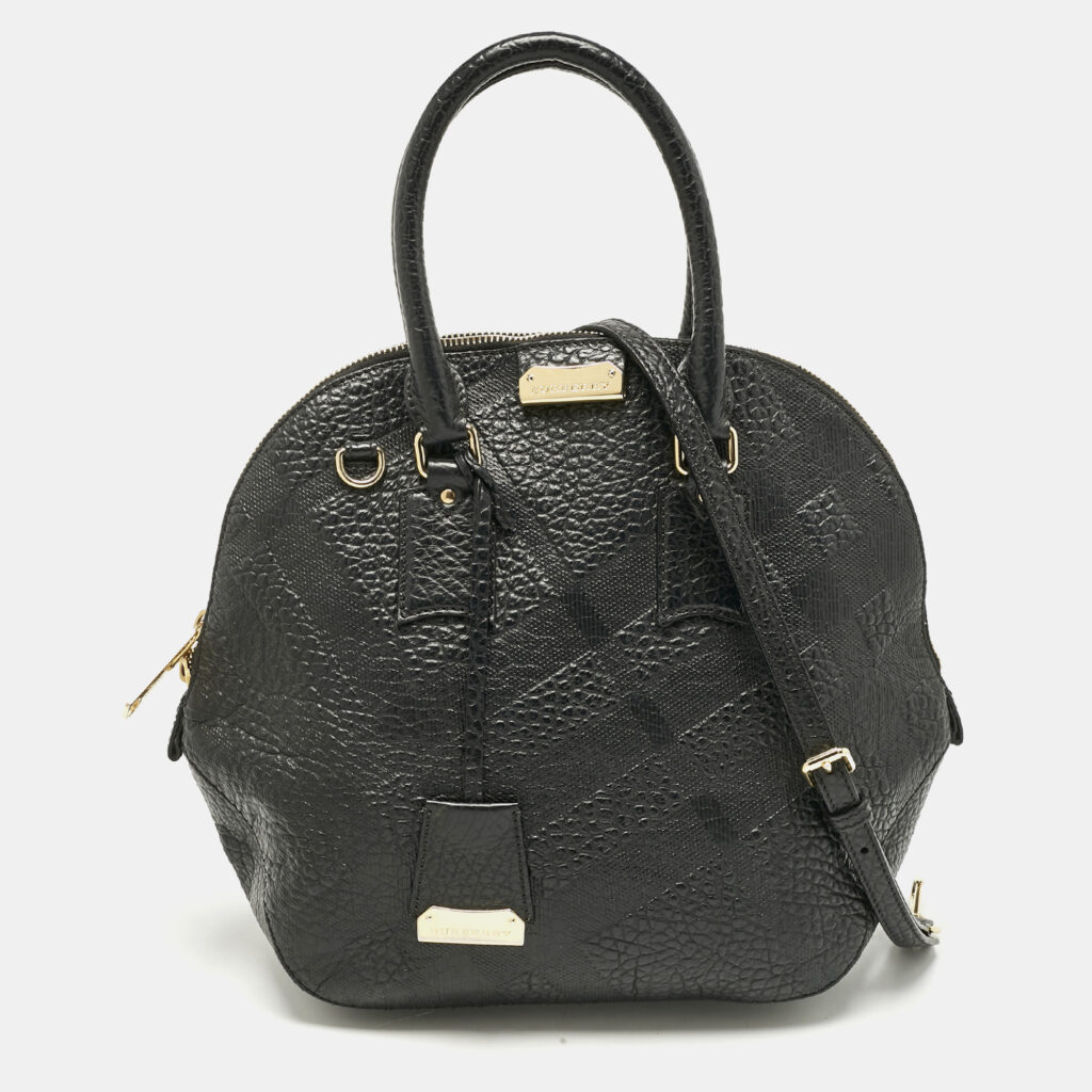 Burberry Black Embossed Leather Orchard Bowler Bag Burberry Black Embossed Leather Orchard Bowler Bag