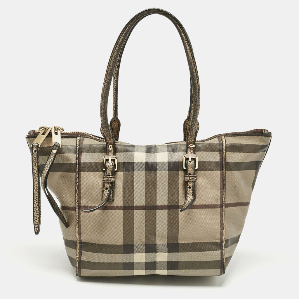 Burberry Metallic/Smoked Check PVC Salisbury Tote