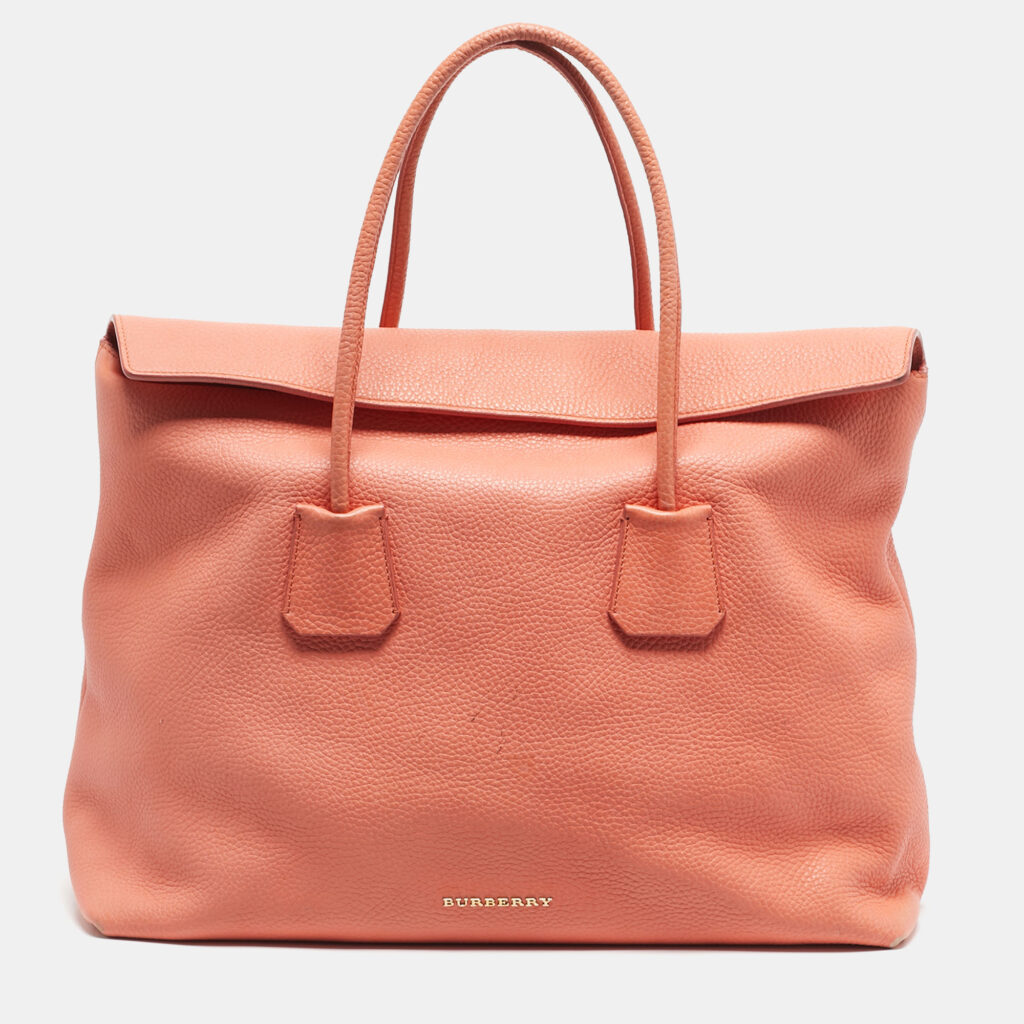 Burberry Peach Grained Leather Baynard Tote Burberry Peach Grained Leather Baynard Tote
