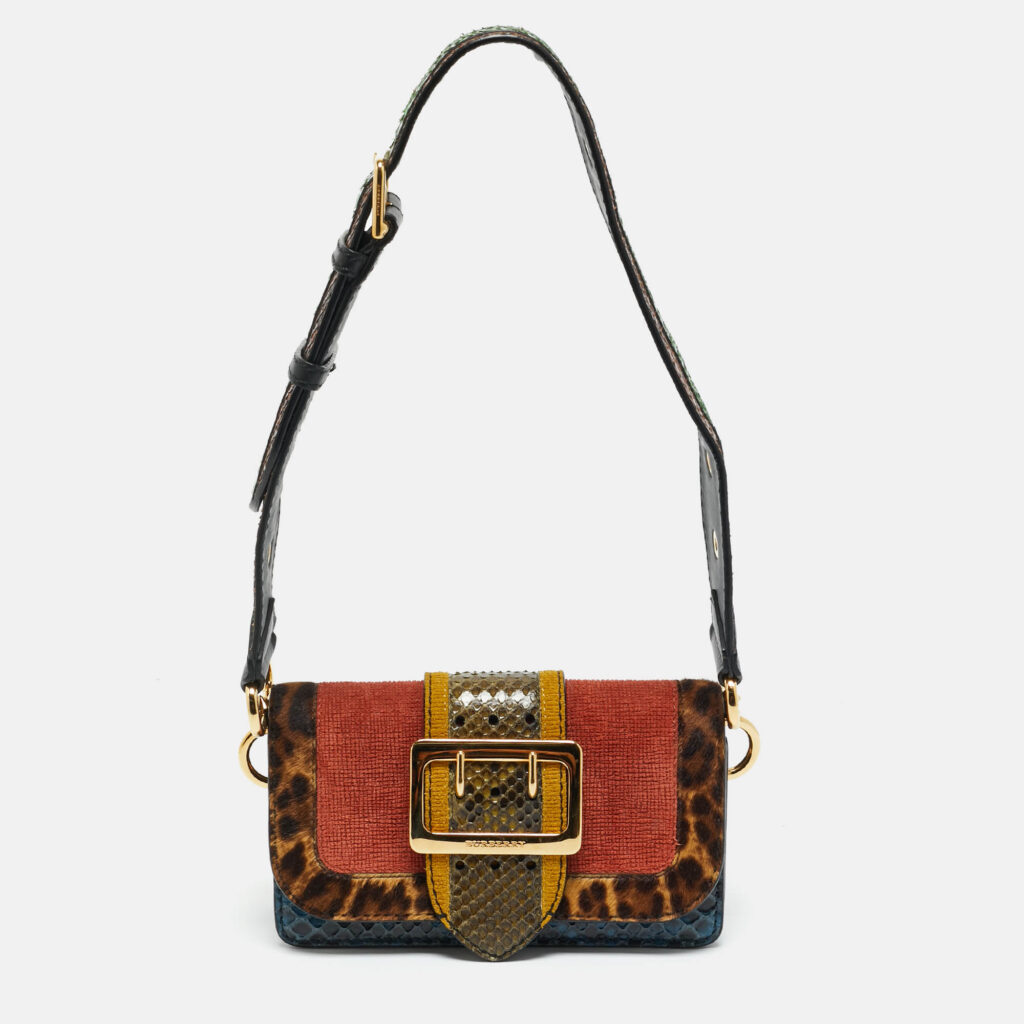 Burberry Multicolor Leopard Pint Calfhair, Suede and Python Buckle Crossbody Bag Burberry Multicolor Leopard Pint Calfhair, Suede and Python Buckle Crossbody Bag