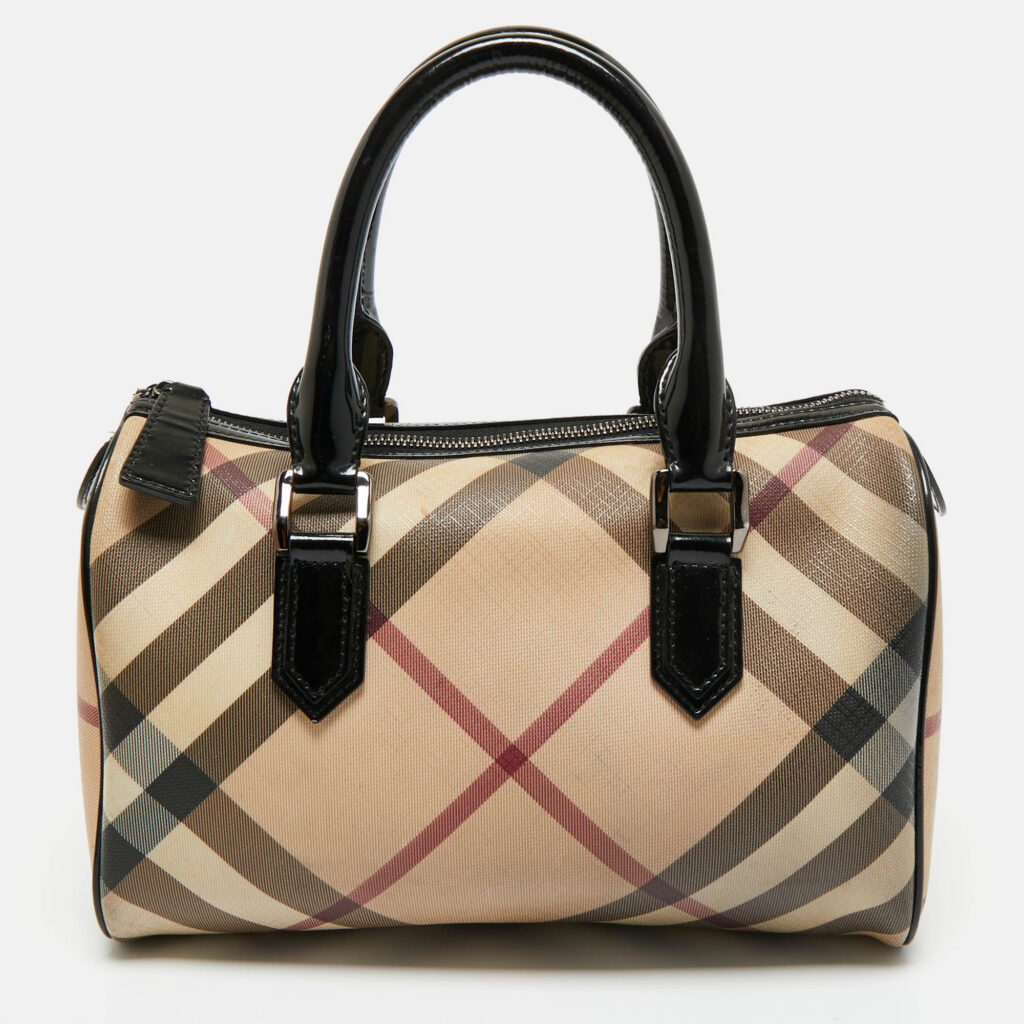 Burberry Black/Beige Nova Check PVC and Leather Chester Boston Bag Burberry Black/Beige Nova Check PVC and Leather Chester Boston Bag