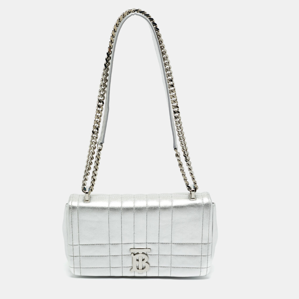 Burberry Silver Quilted Leather Small Lola Shoulder Bag Burberry Silver Quilted Leather Small Lola Shoulder Bag