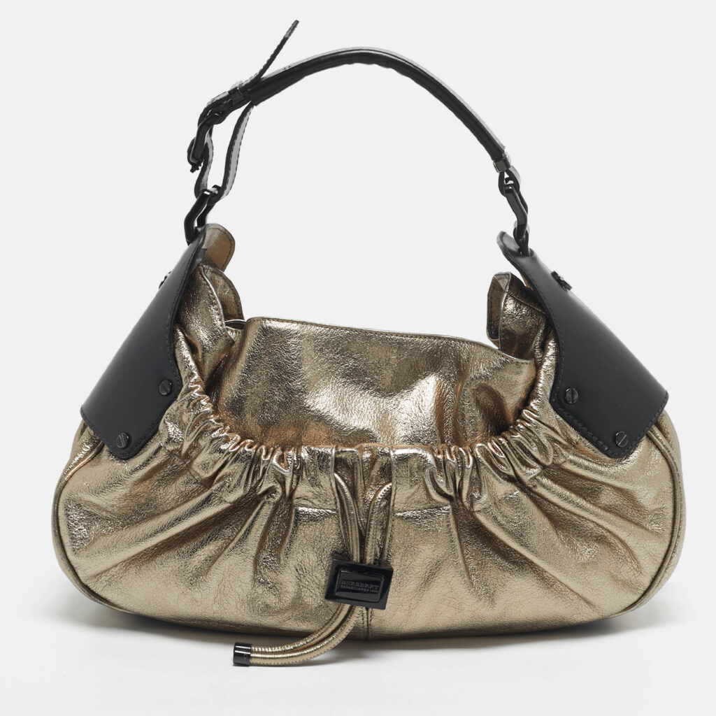 Burberry Goldstone Leather Warrior Drawstring Hobo