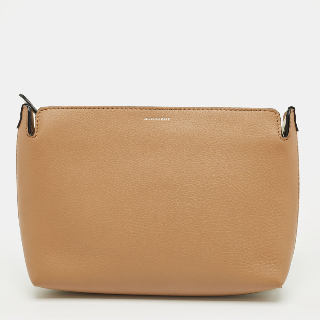 Burberry Brown/White Leather Medium Clutch