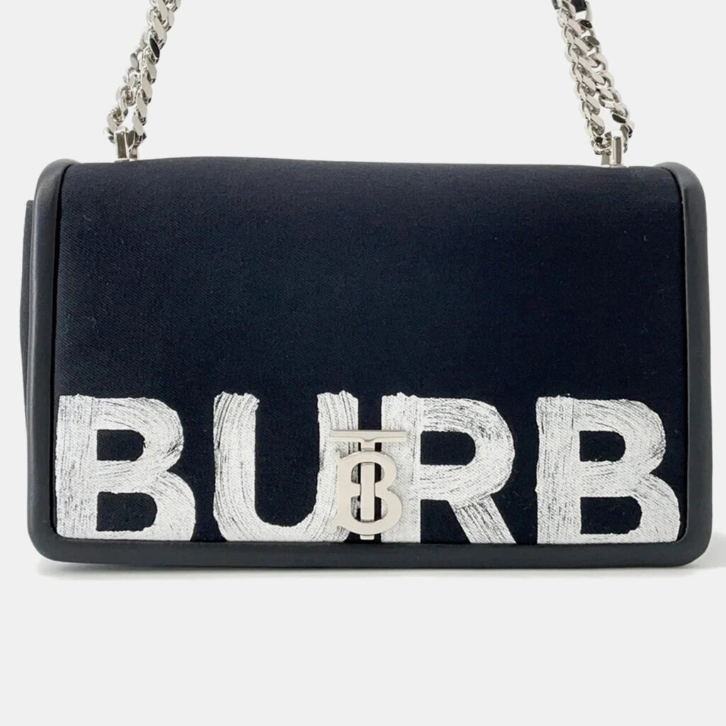 Burberry Roller Chain shoulder Black/White Canvas Leather Burberry Roller Chain shoulder Black/White Canvas Leather