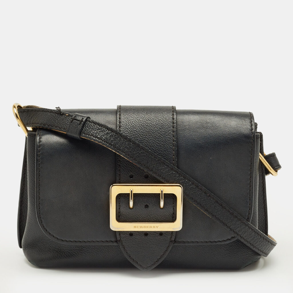 Burberry Black Leather Medley Buckle Crossbody Bag