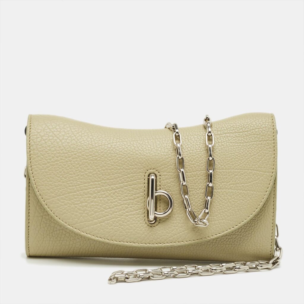 luxury-women-burberry-used-handbags-p1237217-002.jpg Burberry Oliver Green Leather Rocking Horse Wallet On Chain