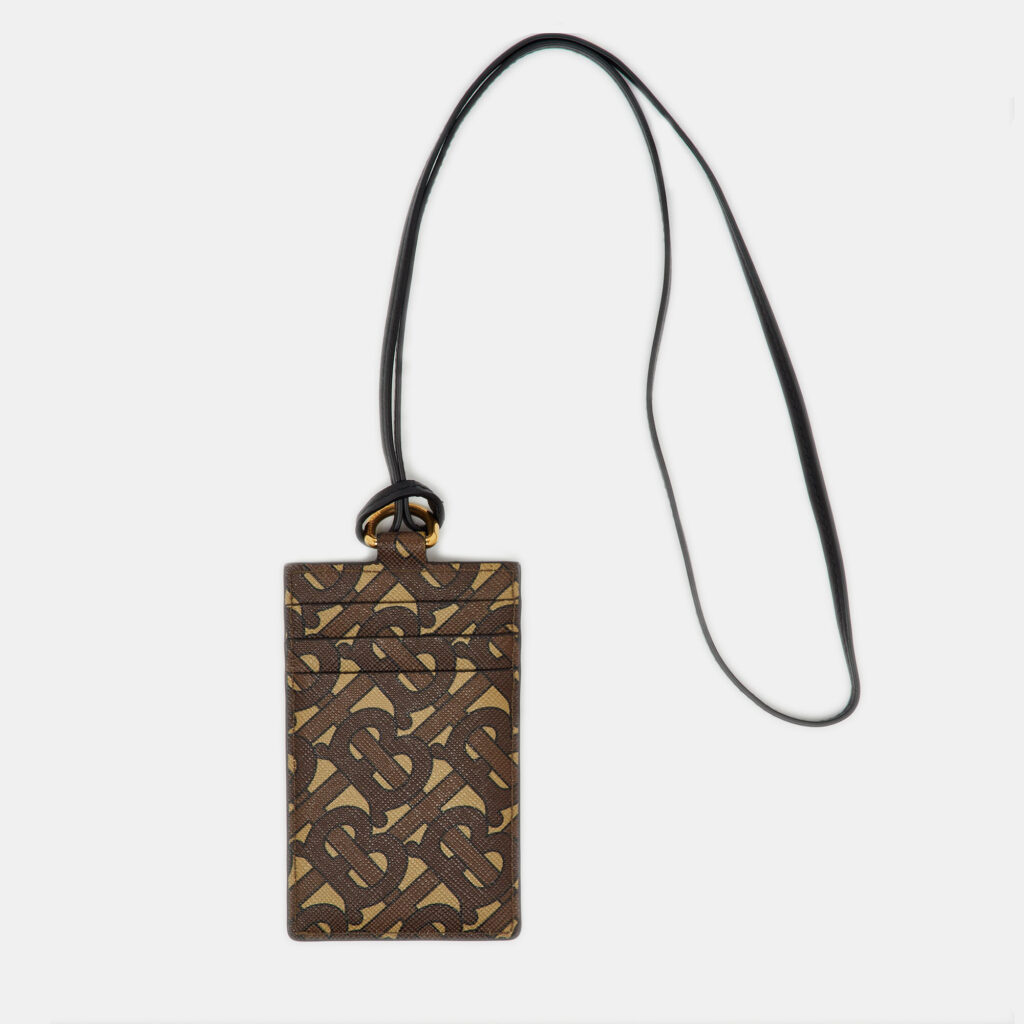 Burberry Brown Monogram Coated Canvas TB Lanyard Card Holder Burberry Brown Monogram Coated Canvas TB Lanyard Card Holder