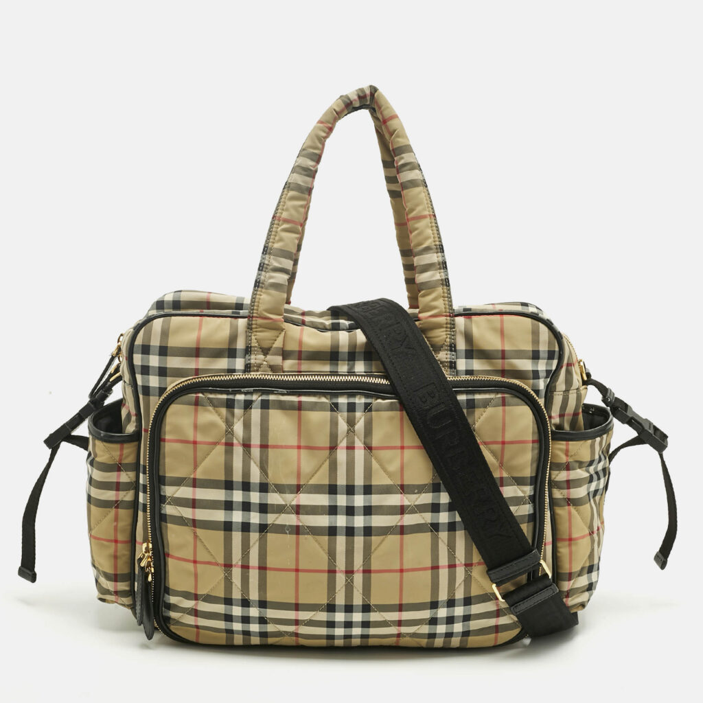 Burberry Beige Archive Check Nylon Changing Bag Burberry Beige Archive Check Nylon Changing Bag